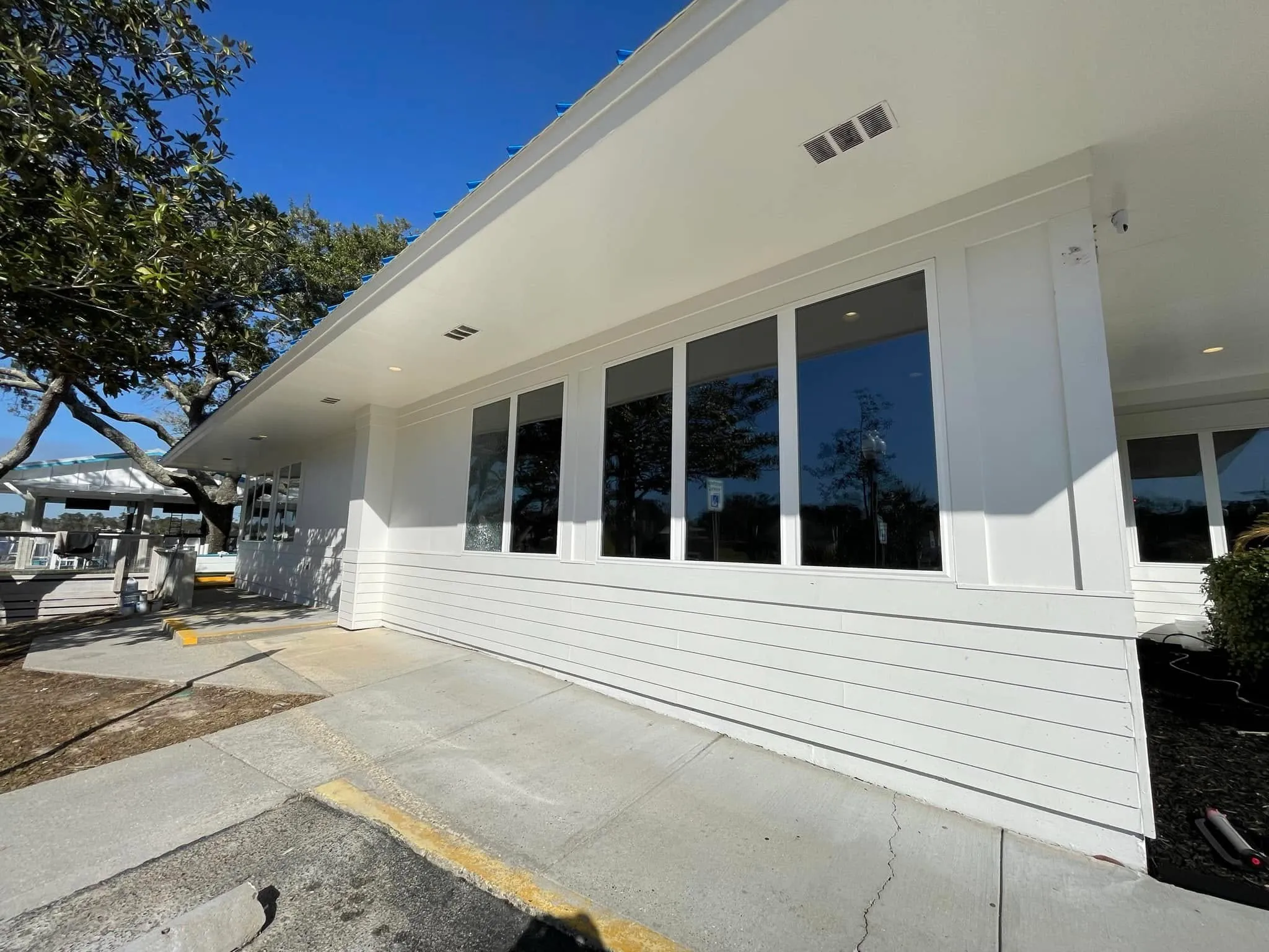 Commercial building exterior after a full wash.