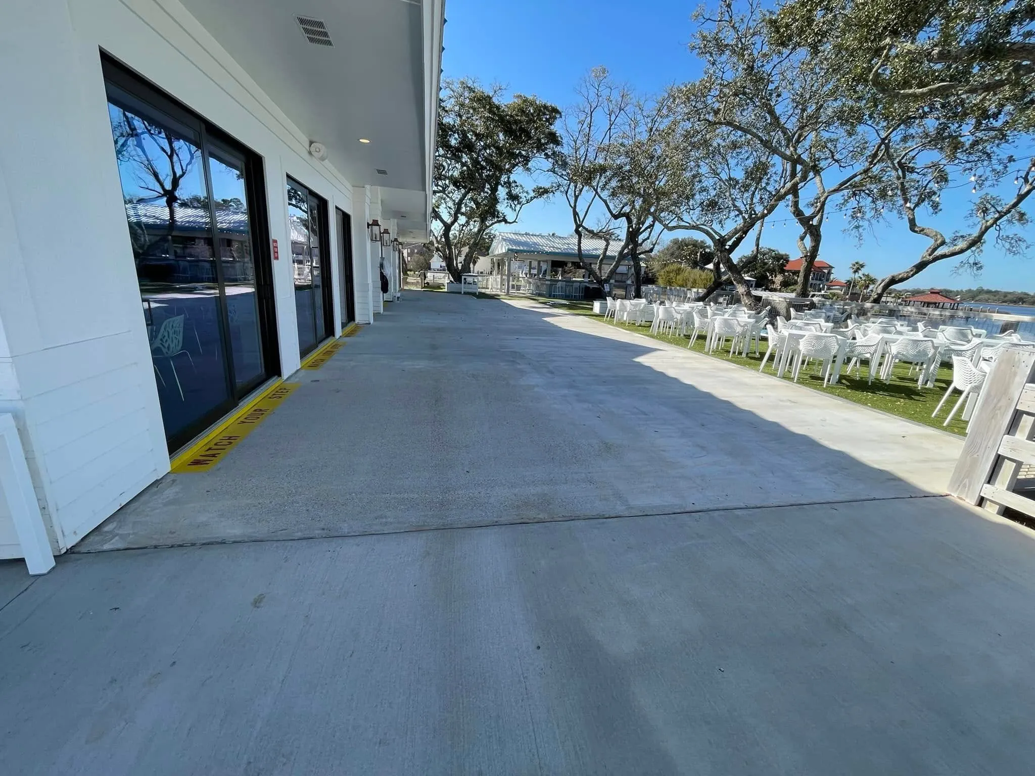 Patio and walk cleaning at a waterfront property.